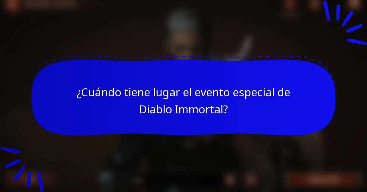 ¿Cuándo tiene lugar el evento especial de Diablo Immortal?